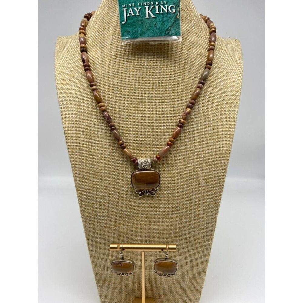 Jay King DTR Mine Find Sterling Necklace Earrings Pendant Carnelian Agate Scroll